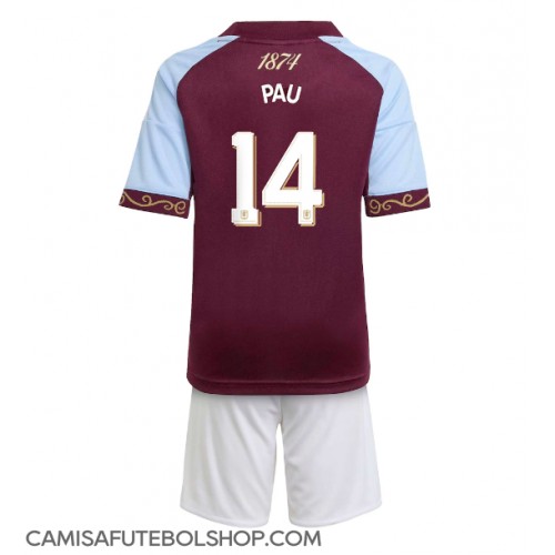 Camisa de time de futebol Aston Villa Pau Torres #14 Replicas 1º Equipamento Infantil 2025-26 Manga Curta (+ Calças curtas)